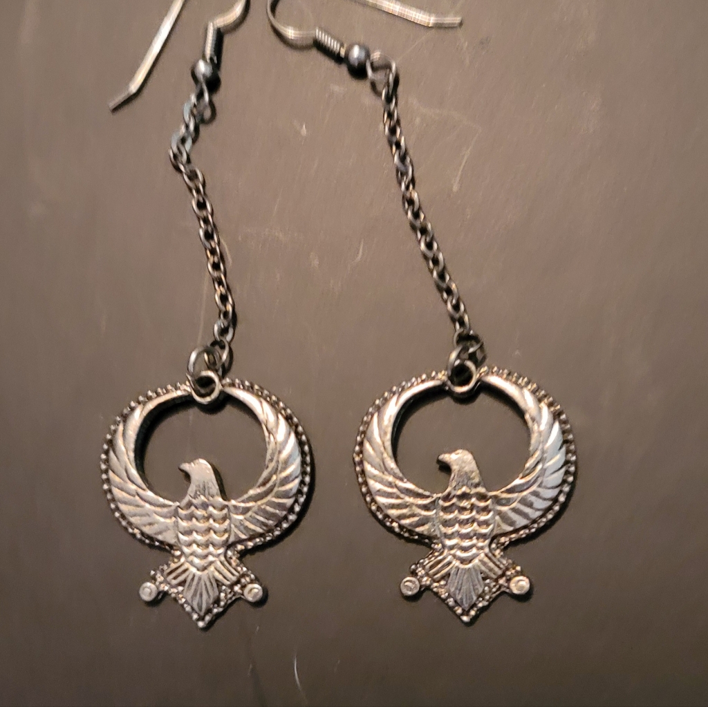 Silver Dangle Eagle Earrings- Substantial Feel 11$